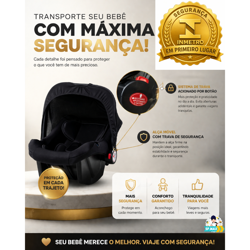 Bebê Conforto Maxi Baby Comfort com detalhes de segurança