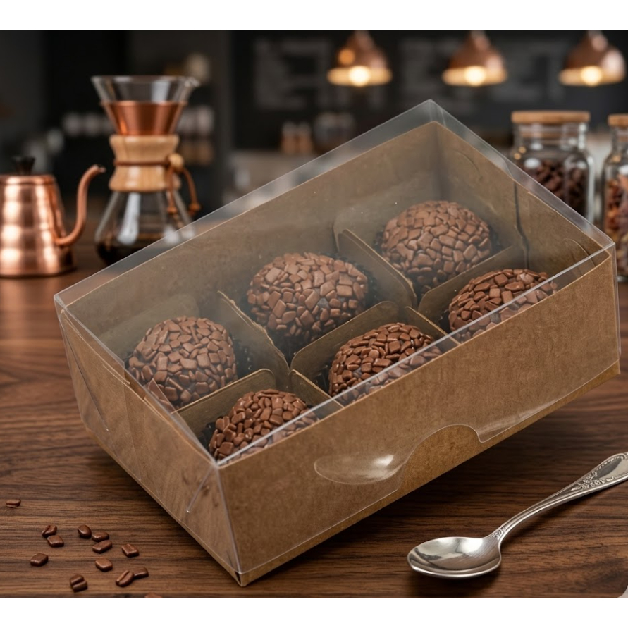 Kit 10 Caixa Basic Kraft 6 Doces Brigadeiros e Brownies 11 x