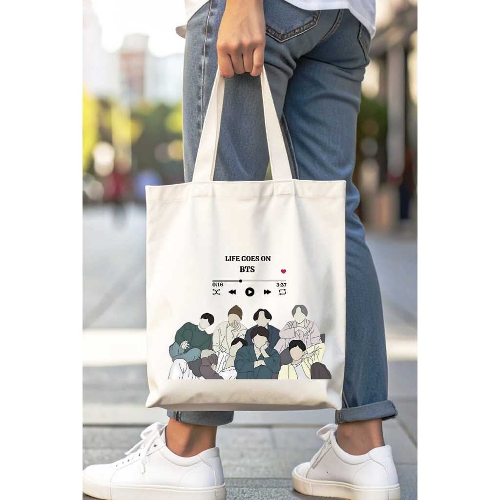 Ecobag BTS – 30x30cm Algodão Cru | Bolsa Ecológica K-Pop | Army
