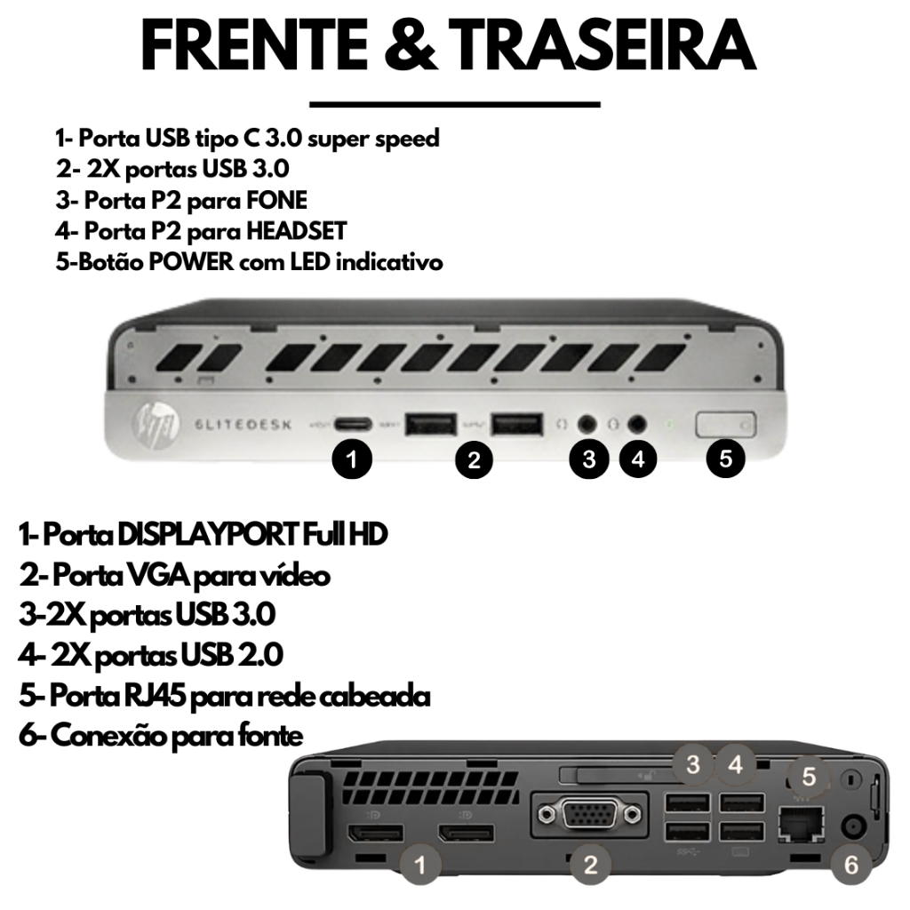 Computador PC Hp 800 G4 Mini Intel Core I5 8500 SSD 256gb 8GB de