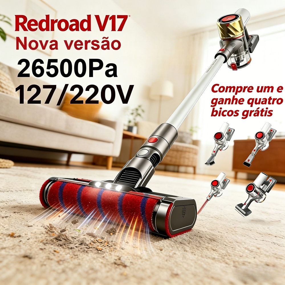 PROSPEC　MD SAVER PRO Aspirador Vertical Sem Fio 5 em 1 Redroad V17 Sucção 26500Pa