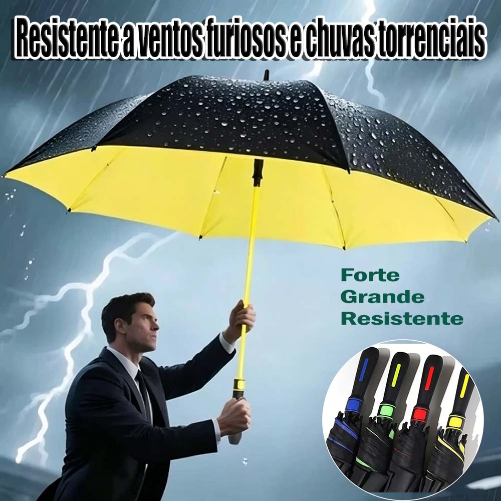 Guarda-Chuva Grande Automático – Fibra de Vidro Blackout para Proteção UV, Reforçado para Tempestade！