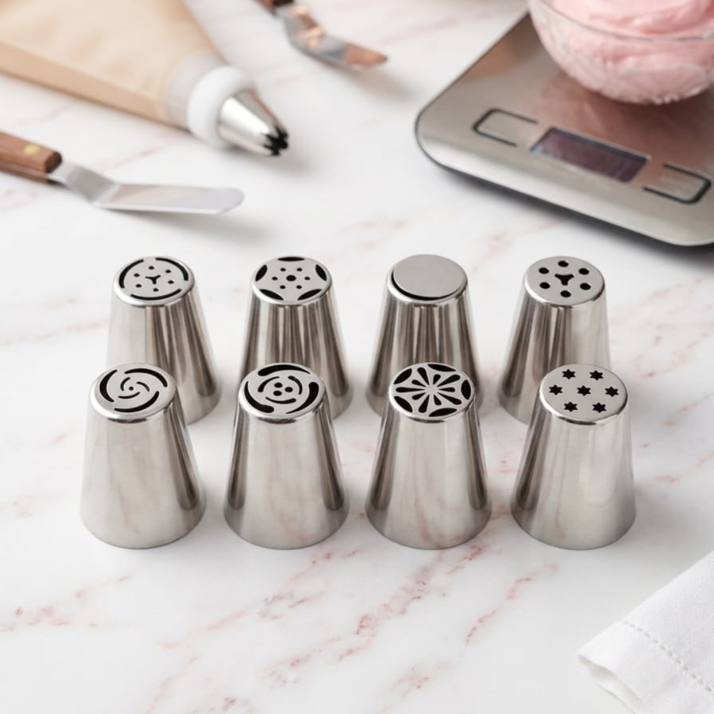 8 Bicos De Confeitar Russos Inox Profissional Para Chantilly