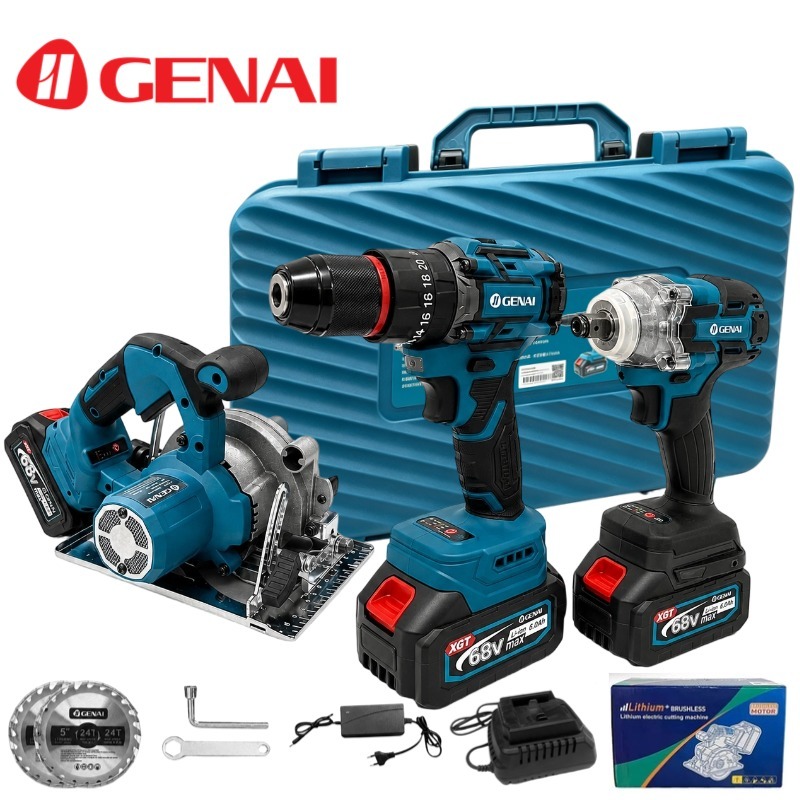 GENAI】68V/21V Sem escovas Conjunto de 3 peças serra circular