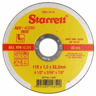 Kit 24 Discos de Corte Starrett 115mm Extra Fino Inox 4.1/2 x 1mm Starret Esmerilhadeira