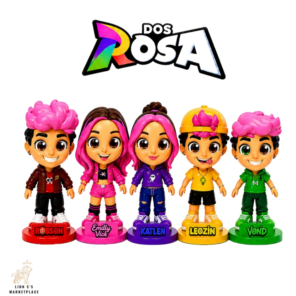 Kit Tropa dos Rosa C/5 Bonecos Emily Vick, Void, Katlen, Robson