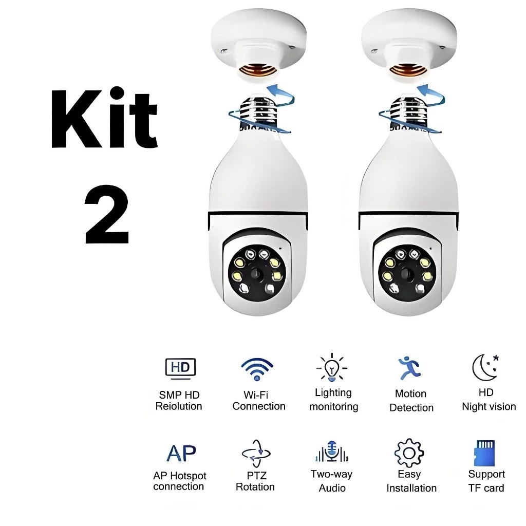 câmeras De Câmera De Segurança Infravermelha À Prova D'água Com 360 ° LED Externa Sem Fio, Wi-Fi 2.4G