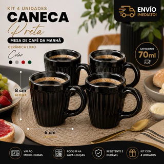 Kit 4 Peças Caneca Ceramica Gole Cerâmica 70ml Resistente Envío Imediato