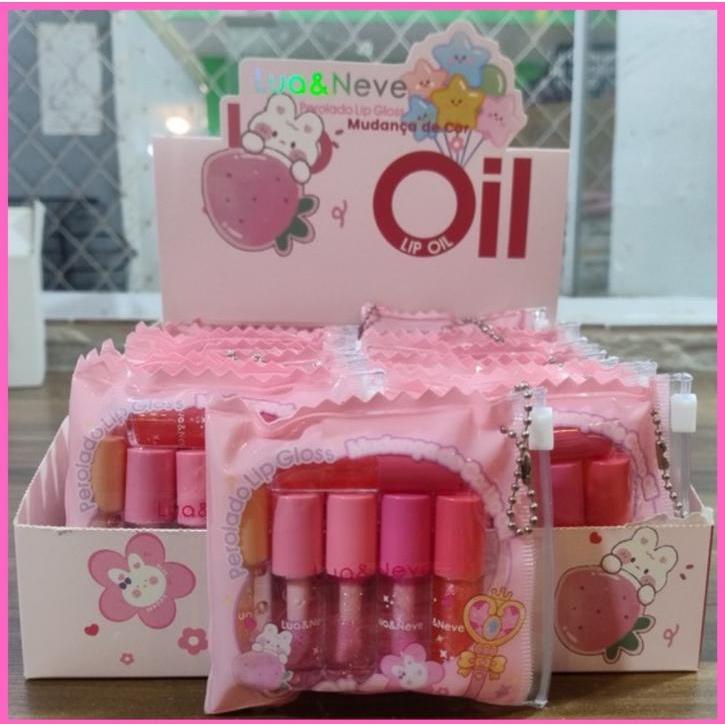 Caixinha 6 Mini Lip Oil Mágico Com Brilho - Lua e Neve - Super Fofo Em Dois Modelos Diferentes