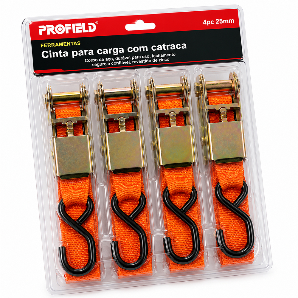 Kit 04 Fita Cinta Catraca Para Amarrar Prender Carga 4,5m x 2,5cm ...