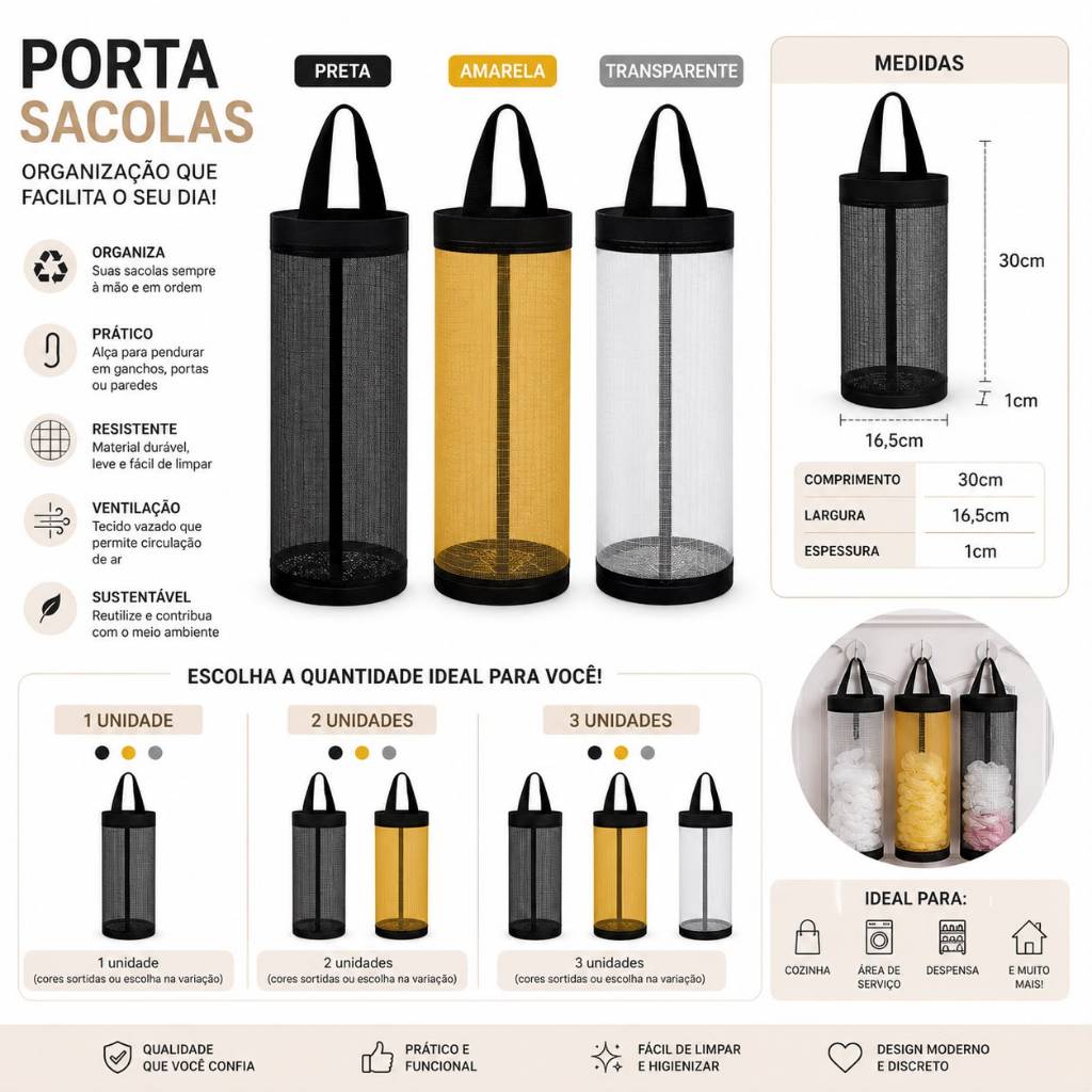 Organizador de Sacolas Dispenser Organizadora De Plástico Para Armazenamento De Sacolas De Cozinha