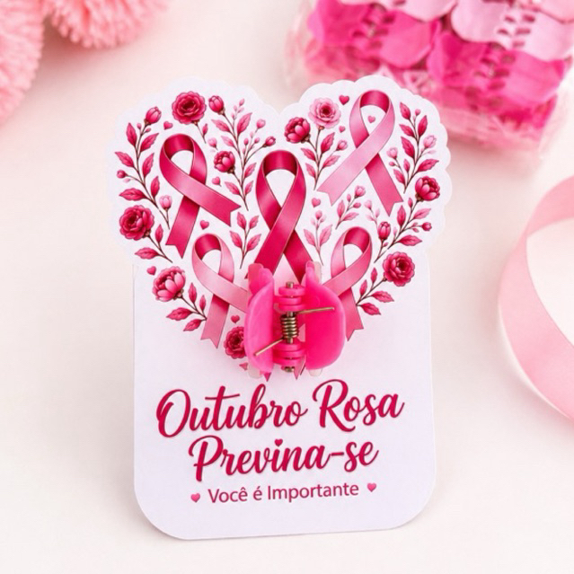 Kit Lembrancinha Outubro Rosa Presilha Piranha. Mimo para Clientes ...