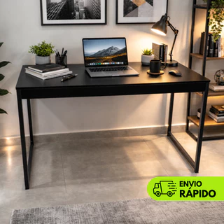 Escrivaninha Mesa Escritório Estilo Industrial - Home Office - Madeira - Preto - Branco - Rose Gold - Dourada