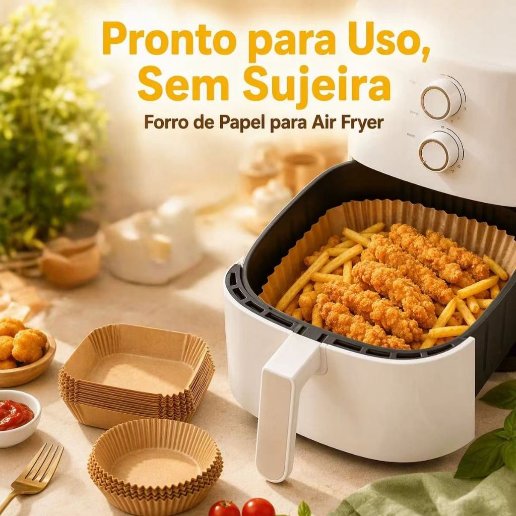 Forma Descartável Papel Airfryer Antiaderente Para Cozinha - 100 Unidades