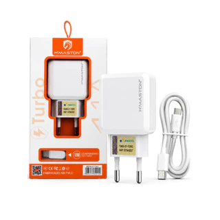 Carregador Turbo H'maston com Cabo USB Tipo C Branco