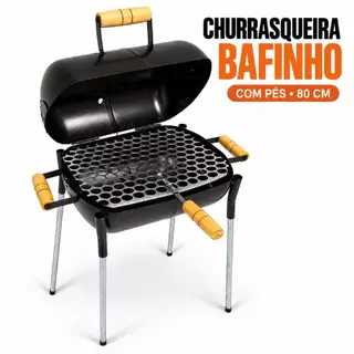 Churrasqueira Bafinho Portátil Camping Pesca Varanda Tampa Com Pés
