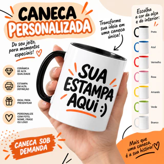Caneca Xícara Personalizada com sua Foto Logo Texto