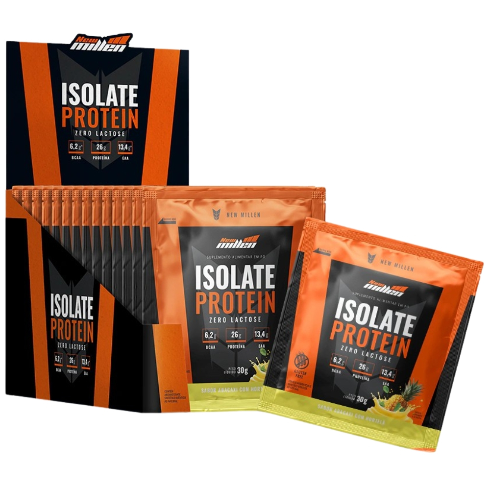 Caixa Display Isolate Protein 15 Sachês 30g New Millen Proteína Bovina