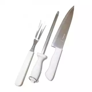 Conjunto para Churrasco 3 Peças Original Line Garfo Trinchante 5 26cm + Chaira 7 29cm + Faca 7 29,5cm Aço Inoxidável