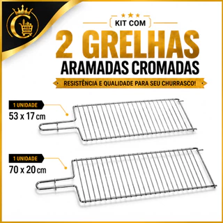 Kit 2 Grelha Dupla 53x17 e 70x20 para Churrasco