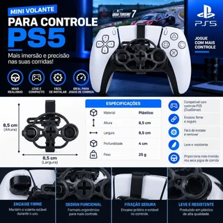 Mini Volante Gamer para Controle PS4 PS5 Xbox One Series S/X – Acessório para Jogos de Corrida