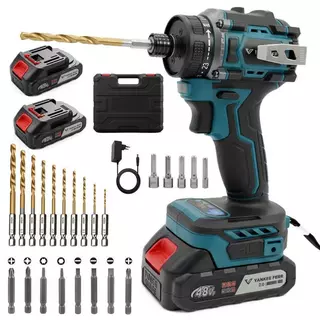 Kit Parafusadeira Furadeira 48V / Acessórios Profissiona 85 N.M Com 2 Baterias Completo brushless