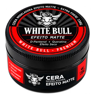 Pomada Cera Modeladora Matte Premium White Bull 130g - Efeito Seco e Alta Fixação