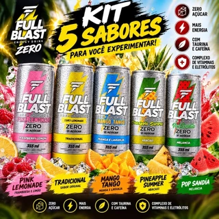 Energético Full Blast Zero Açúcar 355ml Kit 5 Sabores