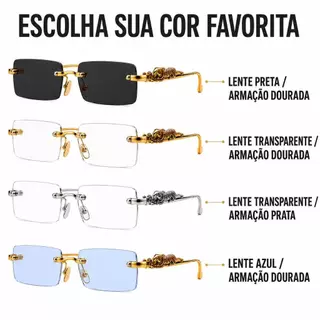Óculos De Sol Armação Leopardo Tigre Luxo Banhada Sem Aro
