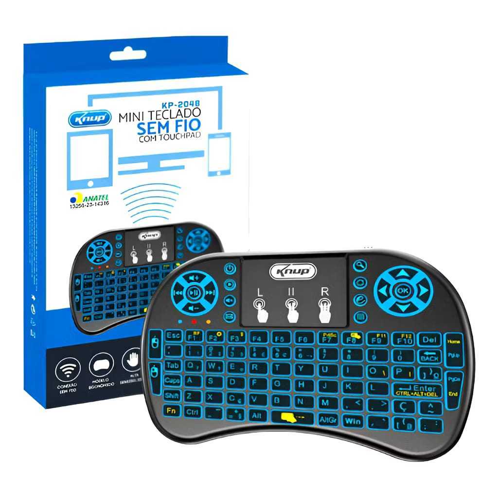 Mini Teclado Sem Fio Recarregável RGB Touchpad Celular PC Smart TV ...