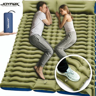 Colchão Inflável Dobrável Acampamento 203x136x10cm Impermeável Secagem Rápida Compacto Com Inflação a Pé JOYFOX