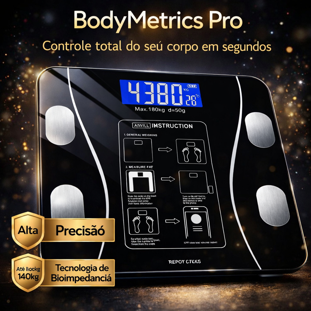 Balança Digital Bioimpedancia Corporal 140kg LCD Alta Precisao Mede ...