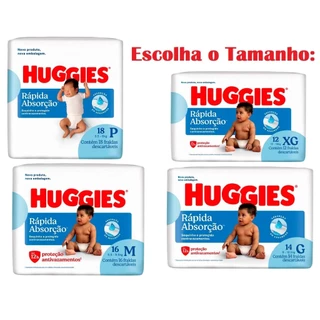 Fralda Descartáveis Huggies Rápida Absorção  | P | M | G | XG | XXG em Oferta na Shopee