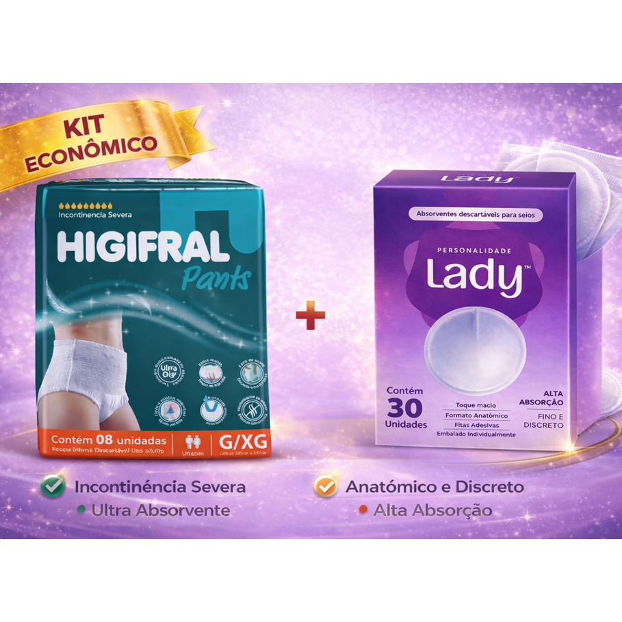 kit Fralda Geriatrica Pôs Parto Higifral 8un e Absorvente para Seios ...