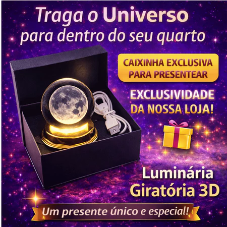 Luminária Mesa Em Esfera de Cristal 3d Giratória Decorativa Abajur