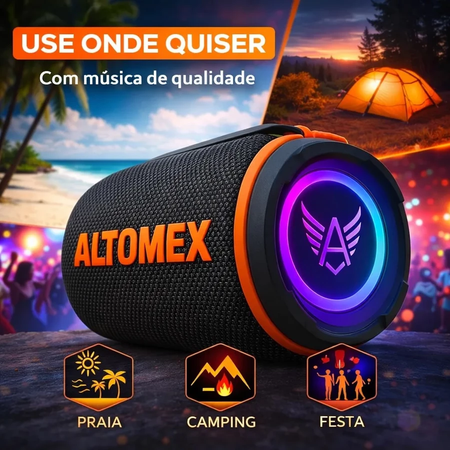 Caixa De Som Bluetooth USB FM SD Ipx6