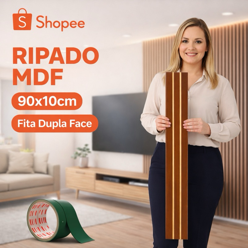 Kit Até 40 Placas Ripado Grande MDF 90x10 Painel Parede Decorativo ...