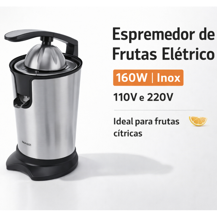 Espremedor de Frutas Elétrico Inox 160W 110V/220V Extrator d