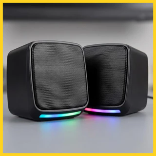 Caixa de Som para PC Gamer 6W RMS Alto Falante Estéreo com Iluminação RGB Conexão USB e P2 Controle de Volume Plug Play