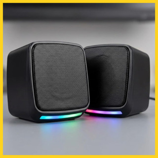 Caixa de Som para PC Gamer 6W RMS Alto Falante Estéreo com Iluminação RGB Conexão USB e P2