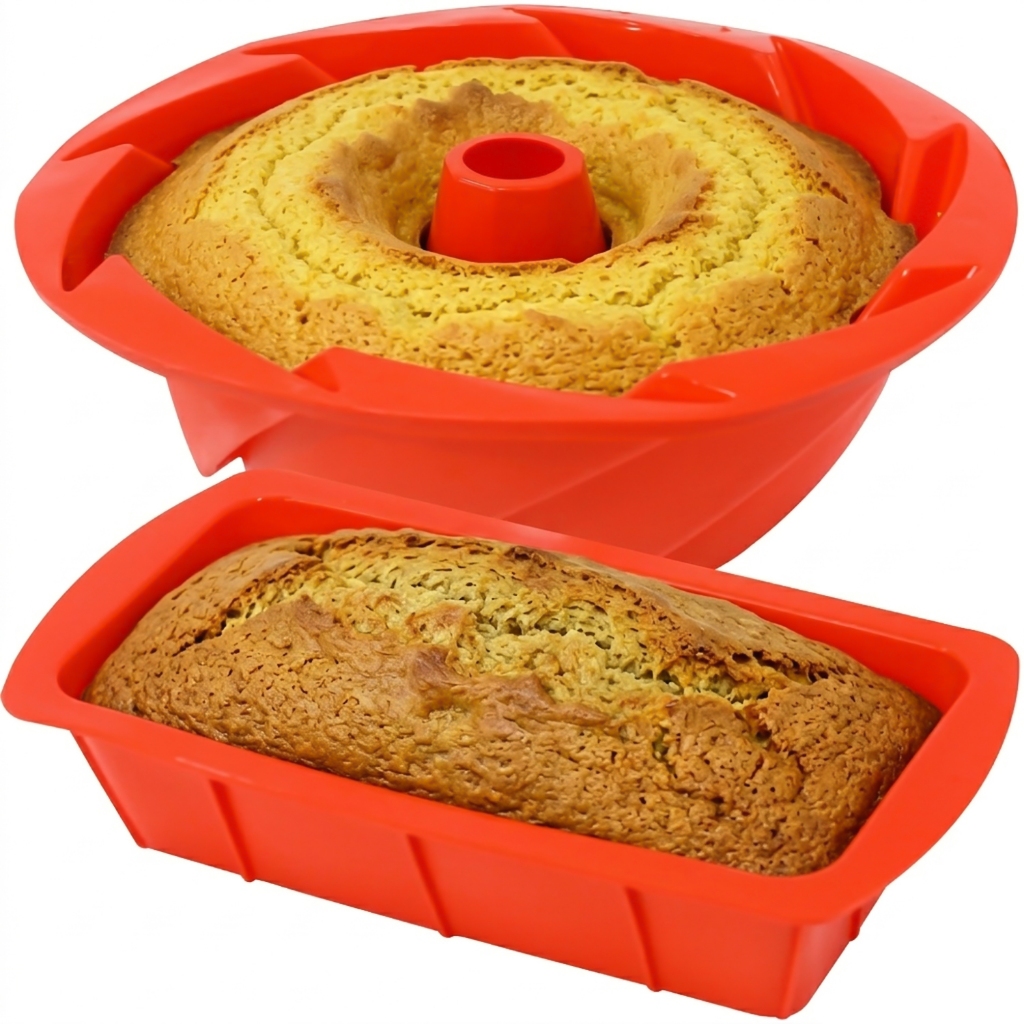 Kit 2 Formas Silicone de Bolo Air Fryer Pudim Assadeira Manj