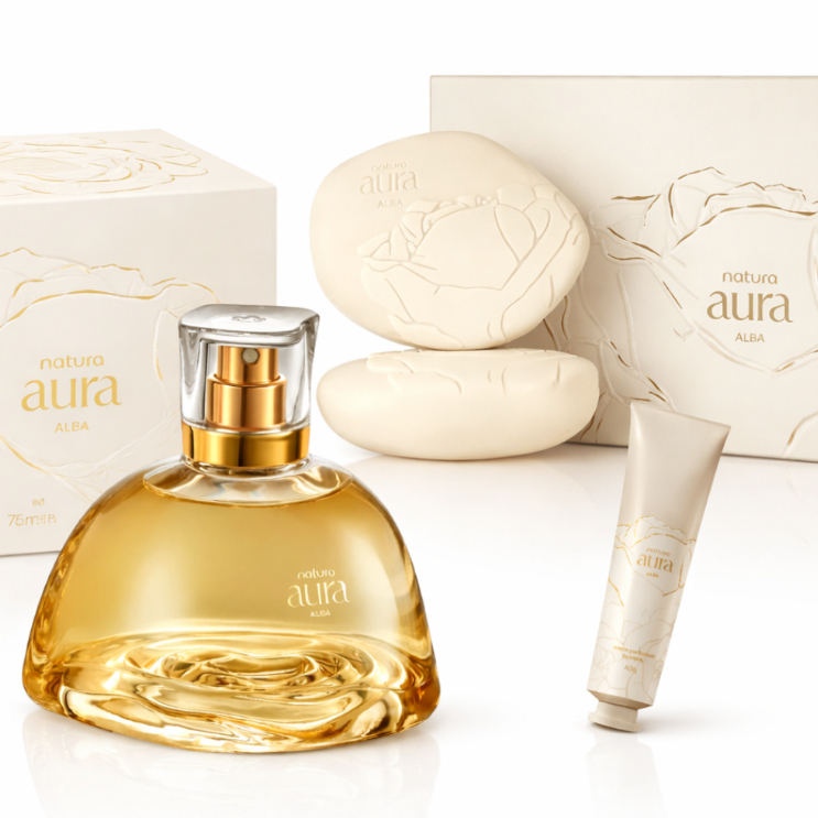 Kit Presente Aura Alba Natura - Perfume Feminino - Hidratante