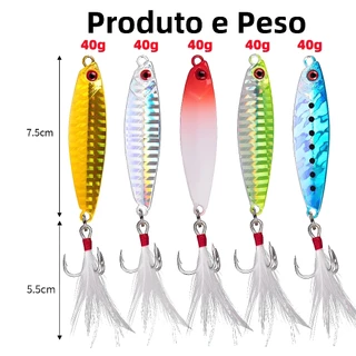 Kit 5 Iscas Artificiais Importadas 1/2 Meia Água 8 cms e 40 gramas Pesca Tucunaré Traíra Dourado Robalo Black Bass