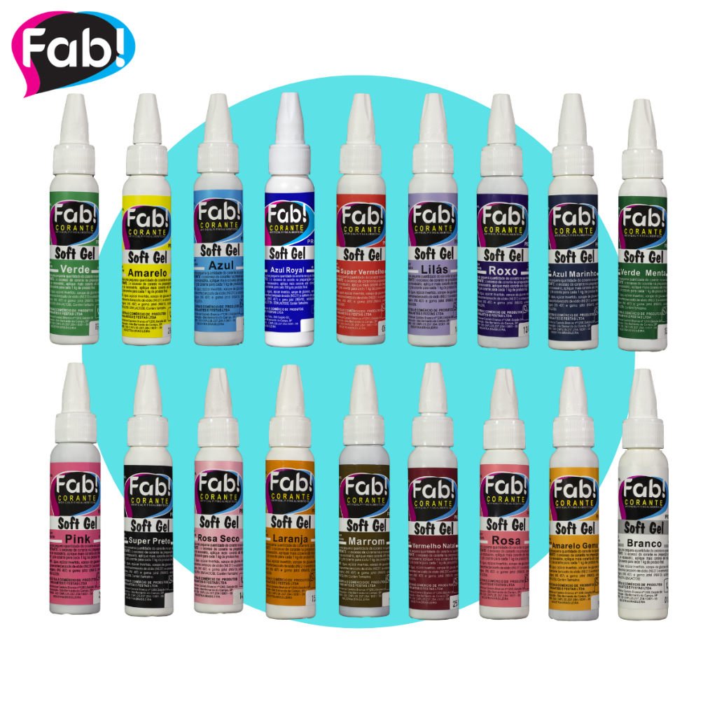 Corante Soft Gel Fab Kit 18 Comestível Para Bolo Chantilly C
