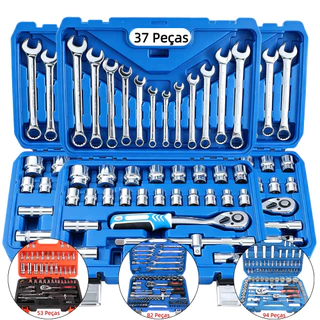 Kit de Ferramentas 37-94 Peças profissional jogo chave combinada soquetes e catraca grande