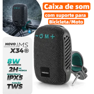 Caixa de Som Bluetooth Original para Bicicleta e Moto, com Suporte à Água e Função TWS para Cartões de Memória IMS-X34D