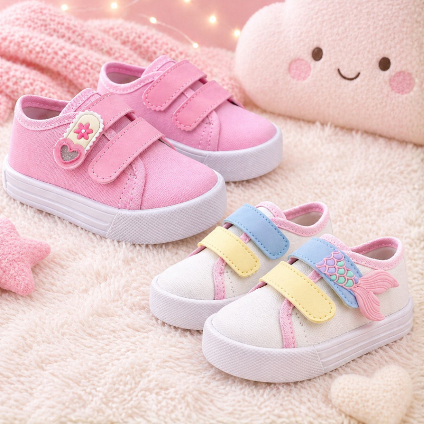 Kit 2 Pares Tênis Infantil Menina Com Detalhe Aplicação de Emborrachado | Shopee Brasil