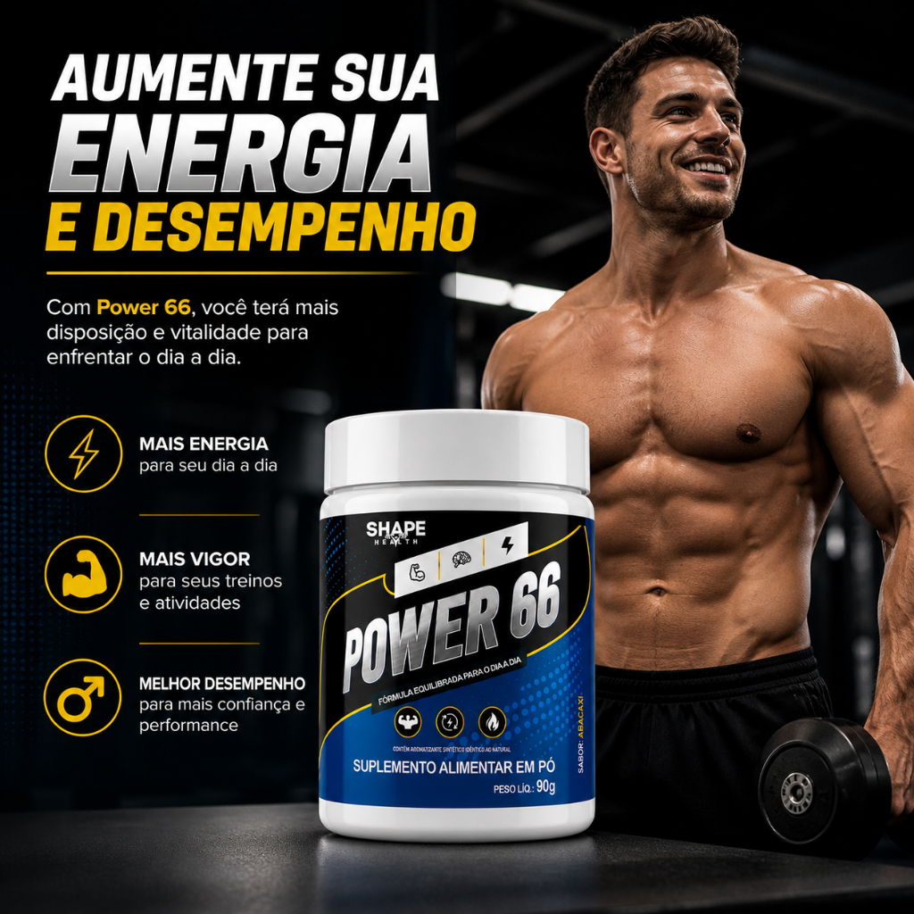 Kit 5 Power 66 Suplemento Em Pó Para Vigor Libido 90g 5 Pote Potencia e ...