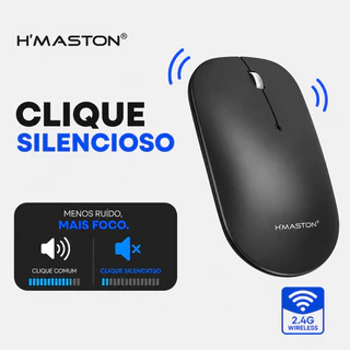 Mouse Sem Fio Clique Silencioso Ergonômico Wireless 2.4GHz USB Recarregável Para PC Notebook Escritório H'Maston SHA-08