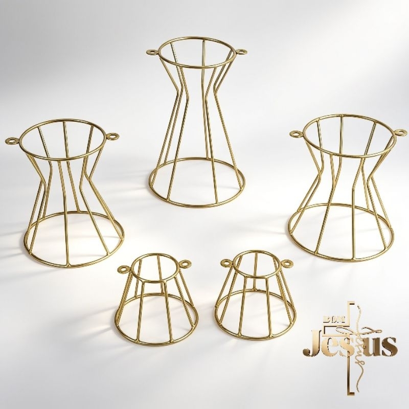 Kit Suporte Boleira Dourado Decorativo Festa Mesa de Bolo Ca